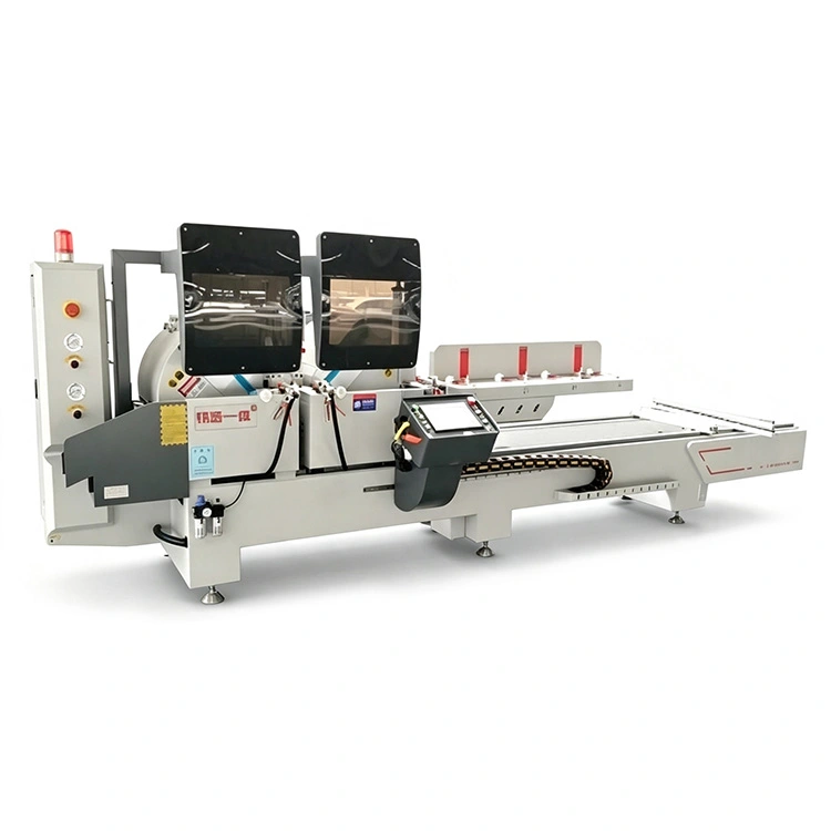 45° आणि 90° कटिंगसाठी CNC डबल-हेड कटिंग सॉ